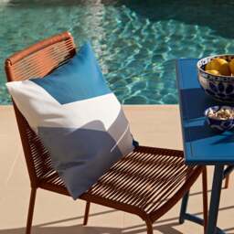 Wilder 6 Seater Blue Garden Dining Set with Ryder Burnt Orange Chairs - thumbnail 2