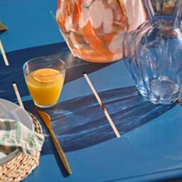 Wilder 6 Seater Blue Garden Dining Set with Ryder Burnt Orange Chairs - thumbnail 5