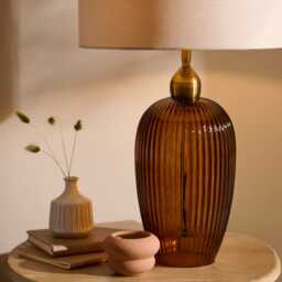 Ramsdell Dark Amber Glass Table Lamp Base - 31cm - thumbnail 3