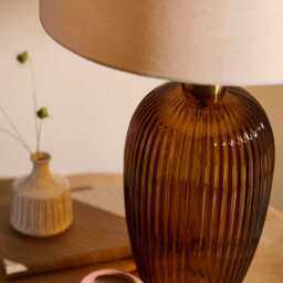 Ramsdell Dark Amber Glass Table Lamp Base - 31cm - thumbnail 4
