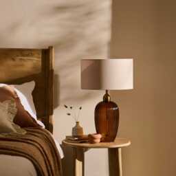 Ramsdell Dark Amber Glass Table Lamp Base - 31cm - thumbnail 2