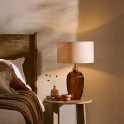 Ramsdell Dark Amber Glass Table Lamp Base - 31cm - thumbnail 1
