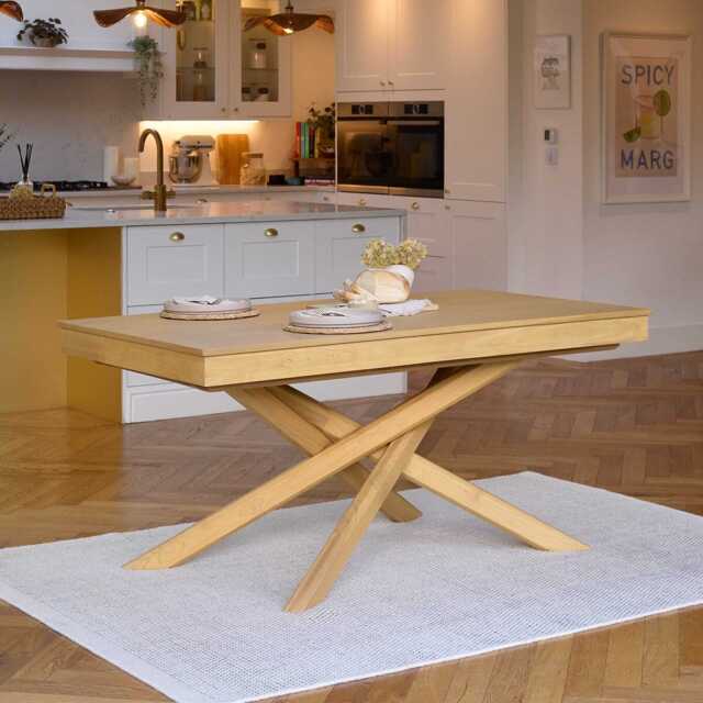 Amelia Pale Oak Wood Dining Table - Non Extendable - Pale Oak Legs - image 1