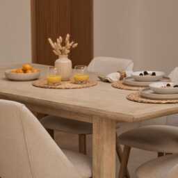 Valdis Mango Wood & Travertine Dining Table - thumbnail 4