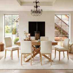Amelia Whitewash Extending Dining Table Set - 6 Seater - Nolan Boucle Dining Chairs - Whitewash Oak Legs - thumbnail 1