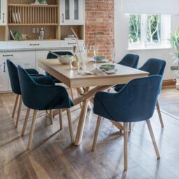 Freya Blue Velvet Armchairs - Set of 2 - Whitewash Oak Legs - thumbnail 2