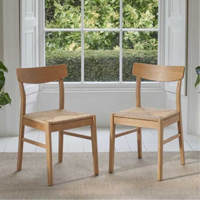 Faye Pale Oak Wooden Woven Chairs - Set of 2 - image 1