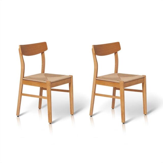 Faye Pale Oak Wooden Woven Chairs - Set of 2 - image 1