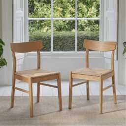 Faye Pale Oak Wooden Woven Chairs - Set of 2