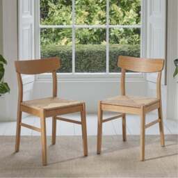Faye Pale Oak Wooden Woven Chairs - Set of 2