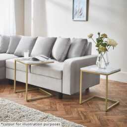 Jay Marble Effect Nest of Tables - Black Frame - thumbnail 2