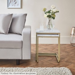 Jay Marble Effect Nest of Tables - Black Frame - thumbnail 4
