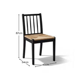 Tilly Natural Woven Dining Chairs - Set of 2 - Black Oak Legs - thumbnail 5