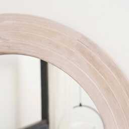 Kubu 70cm Wooden Round Mirror - Whitewash - thumbnail 2