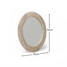 Kubu 70cm Wooden Round Mirror - Whitewash - thumbnail 6