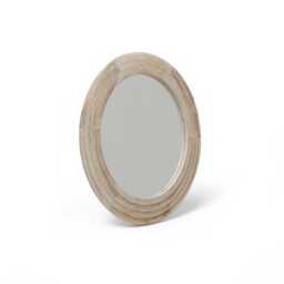 Kubu 70cm Wooden Round Mirror - Whitewash - thumbnail 5