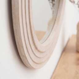 Kubu 70cm Wooden Round Mirror - Whitewash - thumbnail 3
