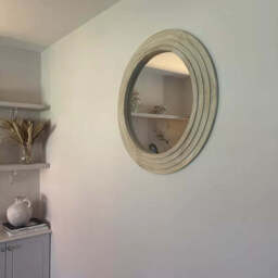 Kubu 70cm Wooden Round Mirror - Whitewash - thumbnail 3