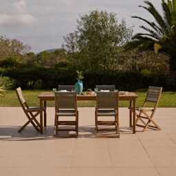 Harlyn 6 Seater Wooden Garden Dining Set with Cove Green Rope Chairs - 200cm - thumbnail 2