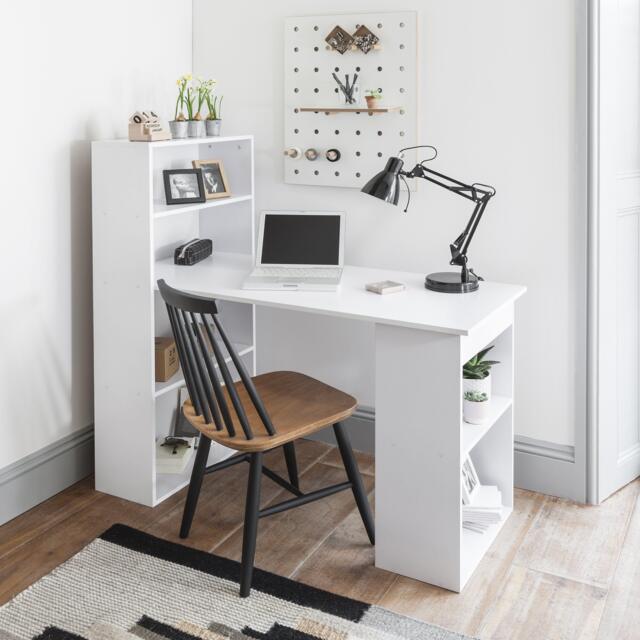 Essie Desk with Shelves - White - image 1