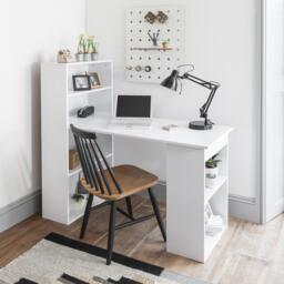 Essie Desk with Shelves - White - thumbnail 1