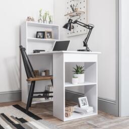 Essie Desk with Shelves - White - thumbnail 3