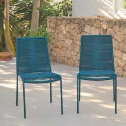 Ryder Teal Rope Garden Chairs - Set of 2 - thumbnail 3
