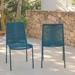 Ryder Teal Rope Garden Chairs - Set of 2 - thumbnail 1