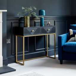 Rayna Black Mango Wood 2 Drawer Console Table - thumbnail 1