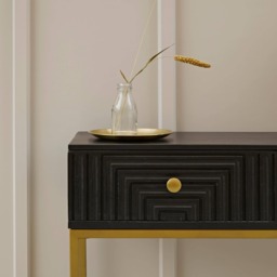 Rayna Black Mango Wood 2 Drawer Console Table - thumbnail 5