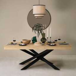 Amelia Pale Oak Extendable Dining Table Set with Black Legs - 6 Seater - Pale Oak Spindle Back Chairs - thumbnail 2
