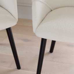 Amelia Whitewash Extendable Dining Table Set - 6 Seater - Freya Boucle Carver Chairs - Black Legs - thumbnail 5