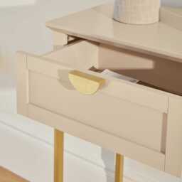 Ines 2 Drawer Console Table - Taupe & Gold - thumbnail 5