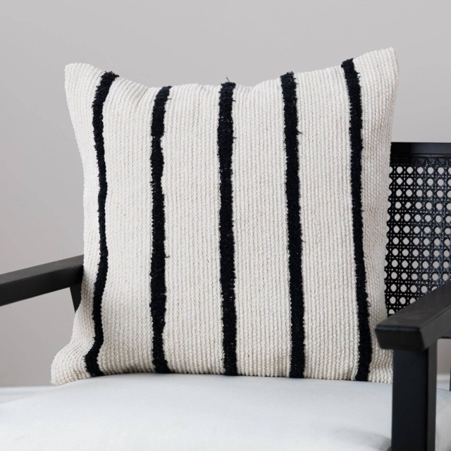 Evedon 50x50cm Cotton Cushion Cover - Black & Natural - image 1