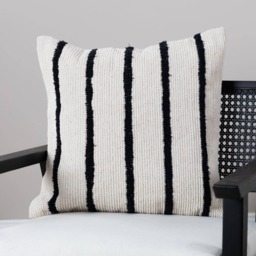 Evedon 50x50cm Cotton Cushion Cover - Black & Natural - thumbnail 1