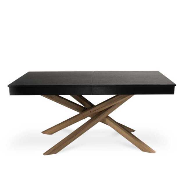 Amelia Black Wood Dining Table - Extendable - Oak Legs - image 1