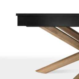 Amelia Black Wood Dining Table - Extendable - Oak Legs - thumbnail 4