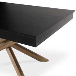 Amelia Black Wood Dining Table - Extendable - Oak Legs - thumbnail 2