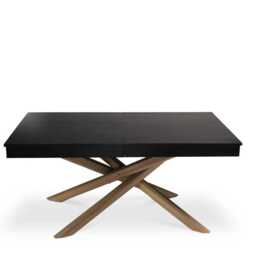 Amelia Black Wood Dining Table - Extendable - Oak Legs - thumbnail 5