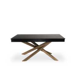 Amelia Black Wood Dining Table - Extendable - Oak Legs - thumbnail 6