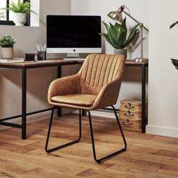 Sheffield Corner Desk - Black/Natural & Sheffield Faux Leather Chair - Brown - thumbnail 2