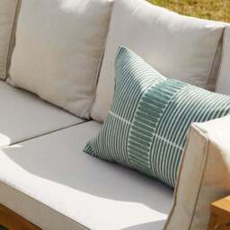 Dakota Wooden Garden Corner Sofa Set with Cream Parasol - Sand Cushions - thumbnail 4