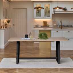 Priya Whitewash Dining Table Set  - 6 Seater - Ella Wooden Chairs - Black Legs - thumbnail 2