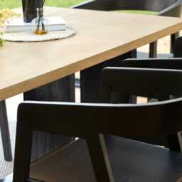 Priya Whitewash Dining Table Set  - 6 Seater - Ella Wooden Chairs - Black Legs - thumbnail 4