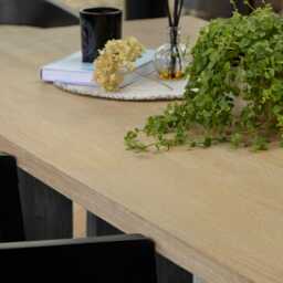 Priya Whitewash Dining Table Set  - 6 Seater - Ella Wooden Chairs - Black Legs - thumbnail 6