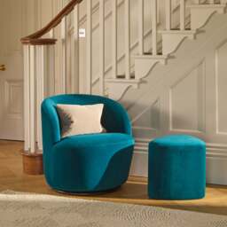 Sawyer 68cm Swivel Armchair & Alder 45cm Footstool - Deep Teal - thumbnail 1