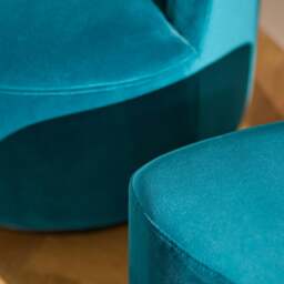 Sawyer 68cm Swivel Armchair & Alder 45cm Footstool - Deep Teal - thumbnail 4