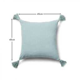 Otura 45x45cm Tasseled Cushion Cover - Duck Egg Blue - thumbnail 4