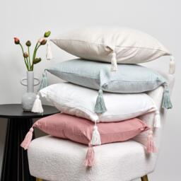 Otura 45x45cm Tasseled Cushion Cover - Duck Egg Blue - thumbnail 3