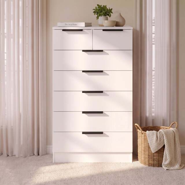 Essie Tall 7 Drawer Chest of Drawers - White - image 1